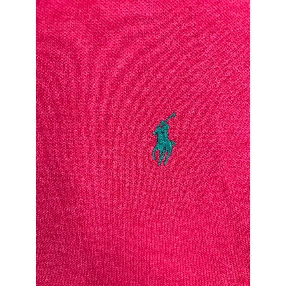 Polo Ralph Lauren Mens XL Pink Short Sleeve Cotton Pique Polo Shirt Teal Pony